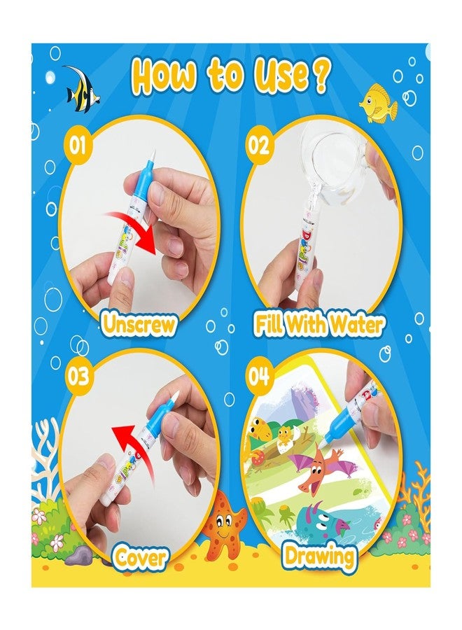 PRIMEFAIR Reusable Water Coloring Book for Toddlers, Mess-Free Paint with Water, Portable Educational Doodle Drawing Toy with Refillable Pens - Color Per a Stock (4) - Image 4